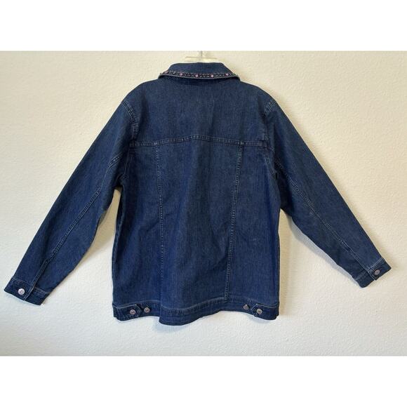 Quacker Factory Jean Jacket Rhinestone‎ Embellished Blue Small NWT Casual Wear - Picture 2 of 9